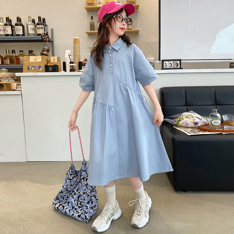 Korean Style A Line Shirt Dress - Korean Children Clothing Girls Dress 2025