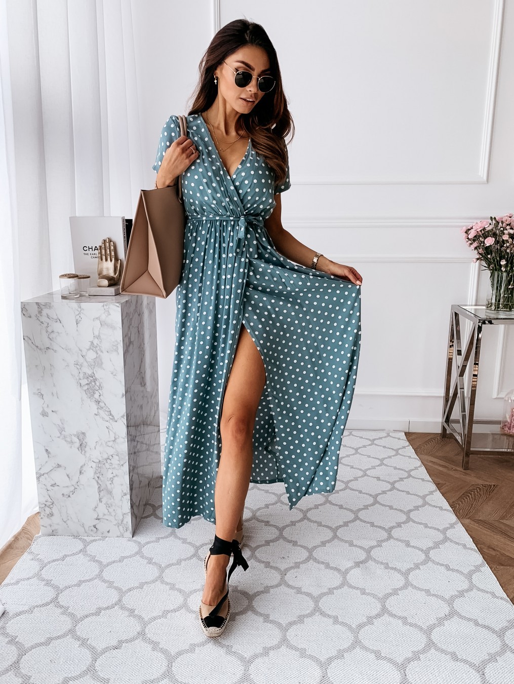 French Vintage Floral Midi Dress - Womens Summer Fashion Maxi Dress Short