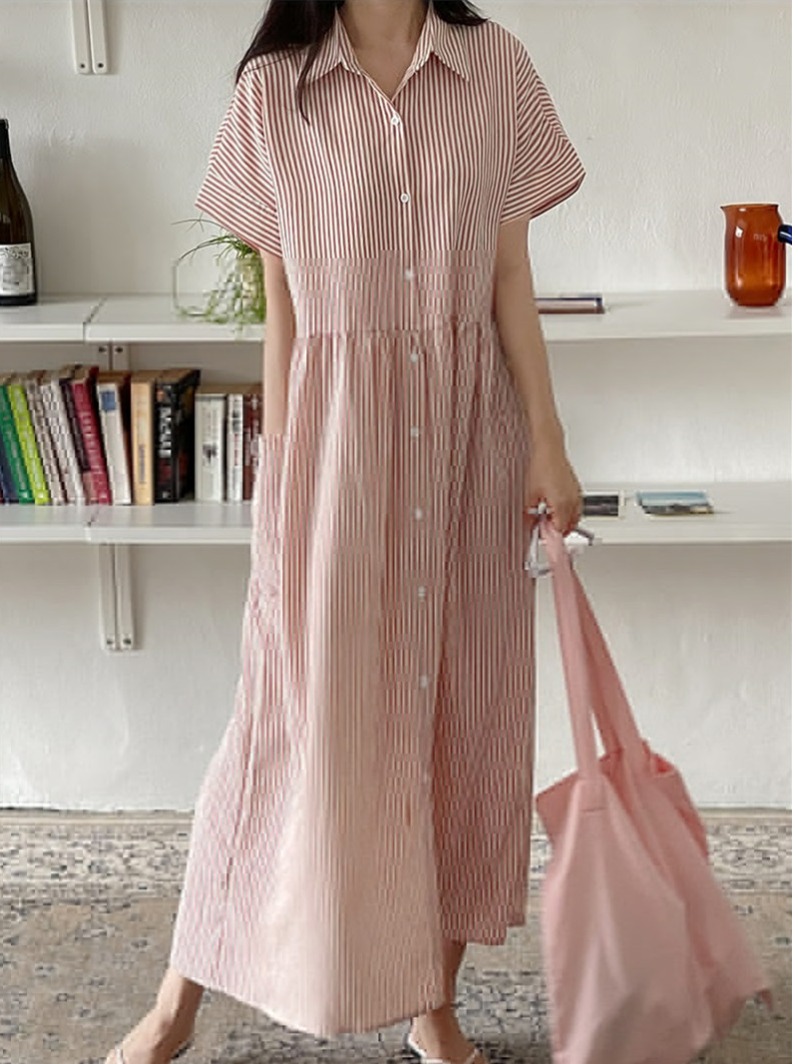 Retro Korean Style Loose Fit S - đánh giá và giá Korean Style A Line Shirt Dress