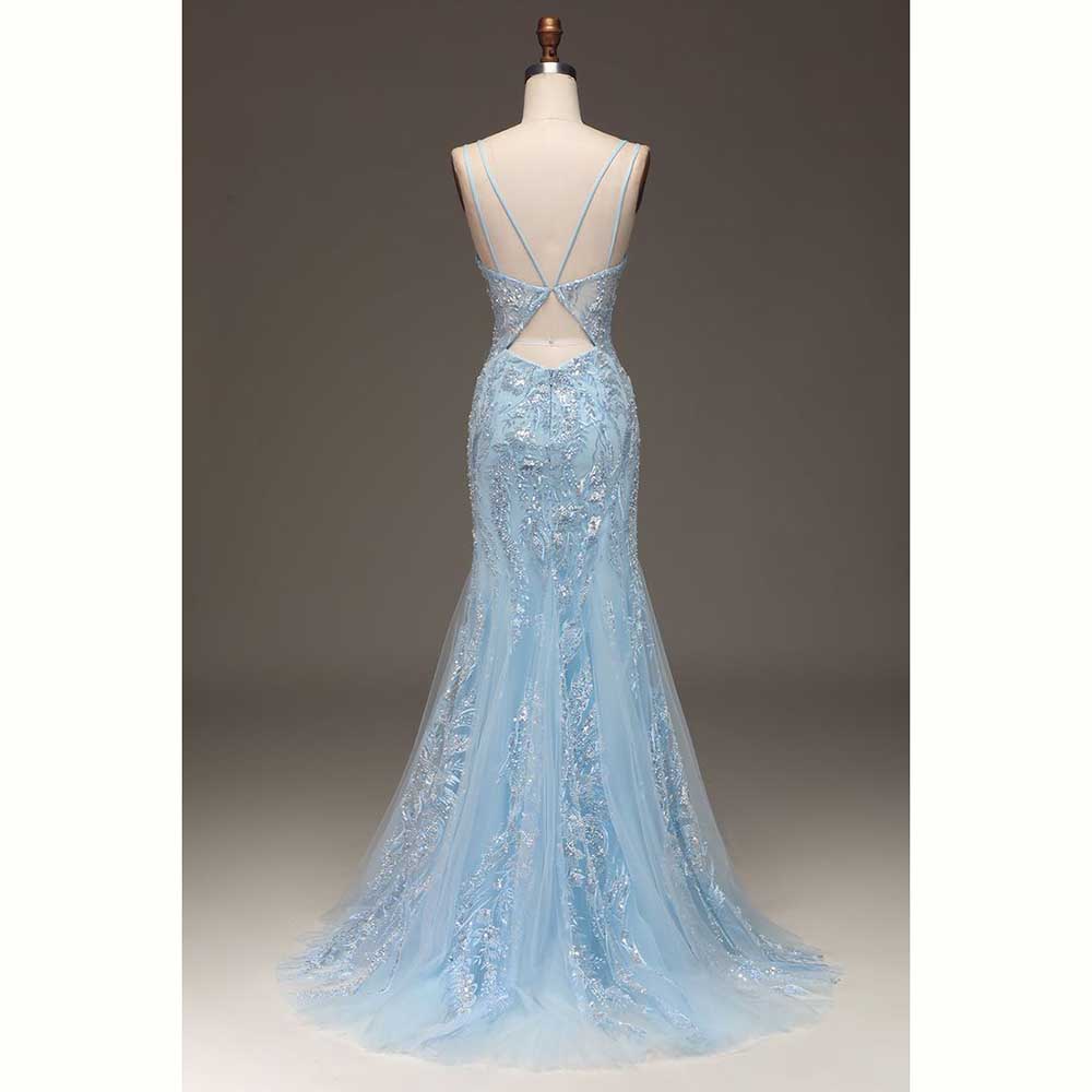 Elegant Light Blue Satin Women - đánh giá và giá Elegant Satin Evening Gown Split