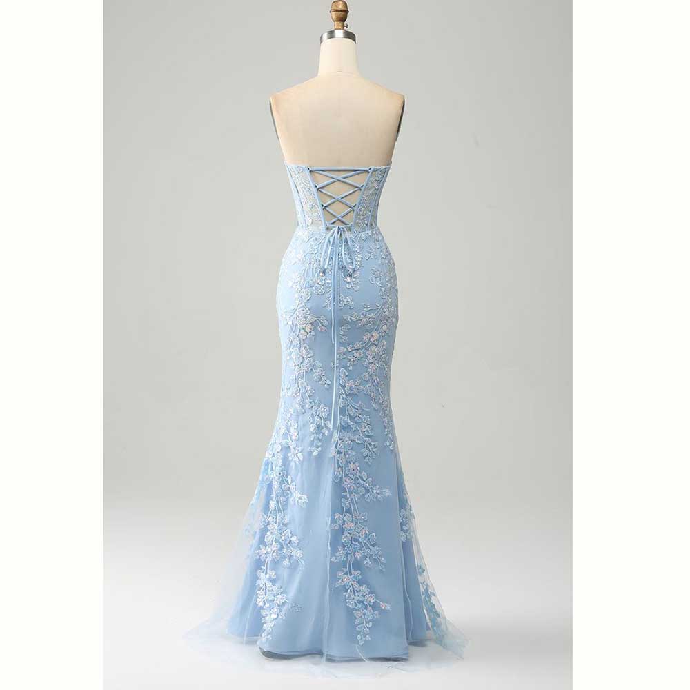 Elegant Light Blue Satin Women - đánh giá và giá Elegant Satin Evening Gown Split