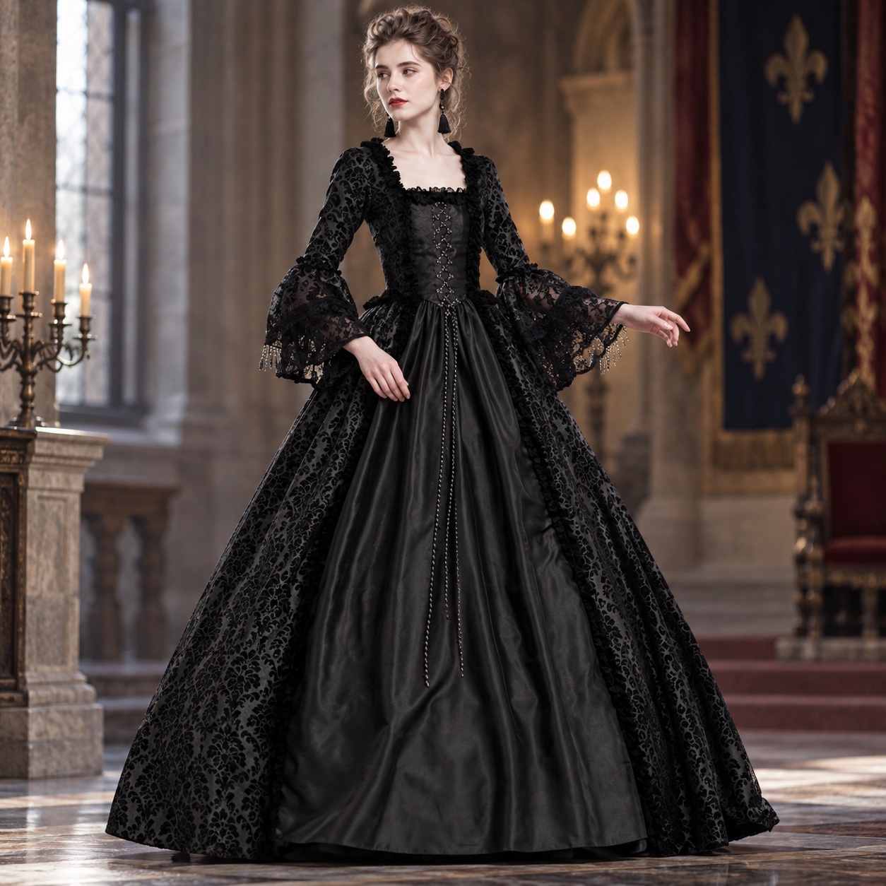 Patchwork Flared Sleeve Dress  - đánh giá và giá Dresses