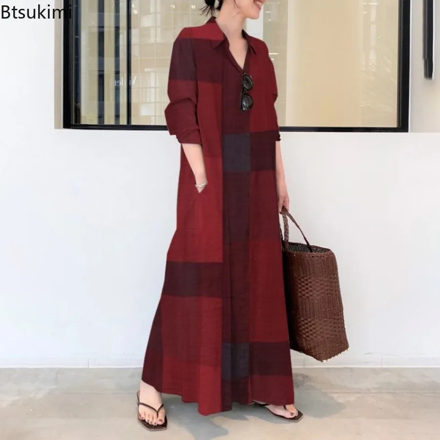Fashion New Shirt Dress Women  - đánh giá và giá Casual Loose Linen Shirt Dress
