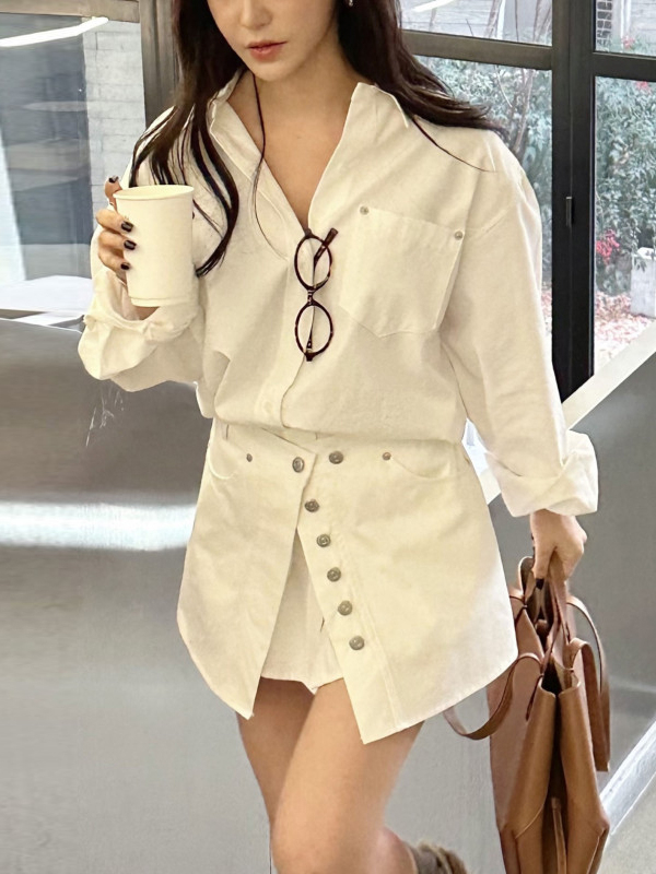 White Shirt Dress Women's Kore - đánh giá và giá Korean Style A Line Shirt Dress