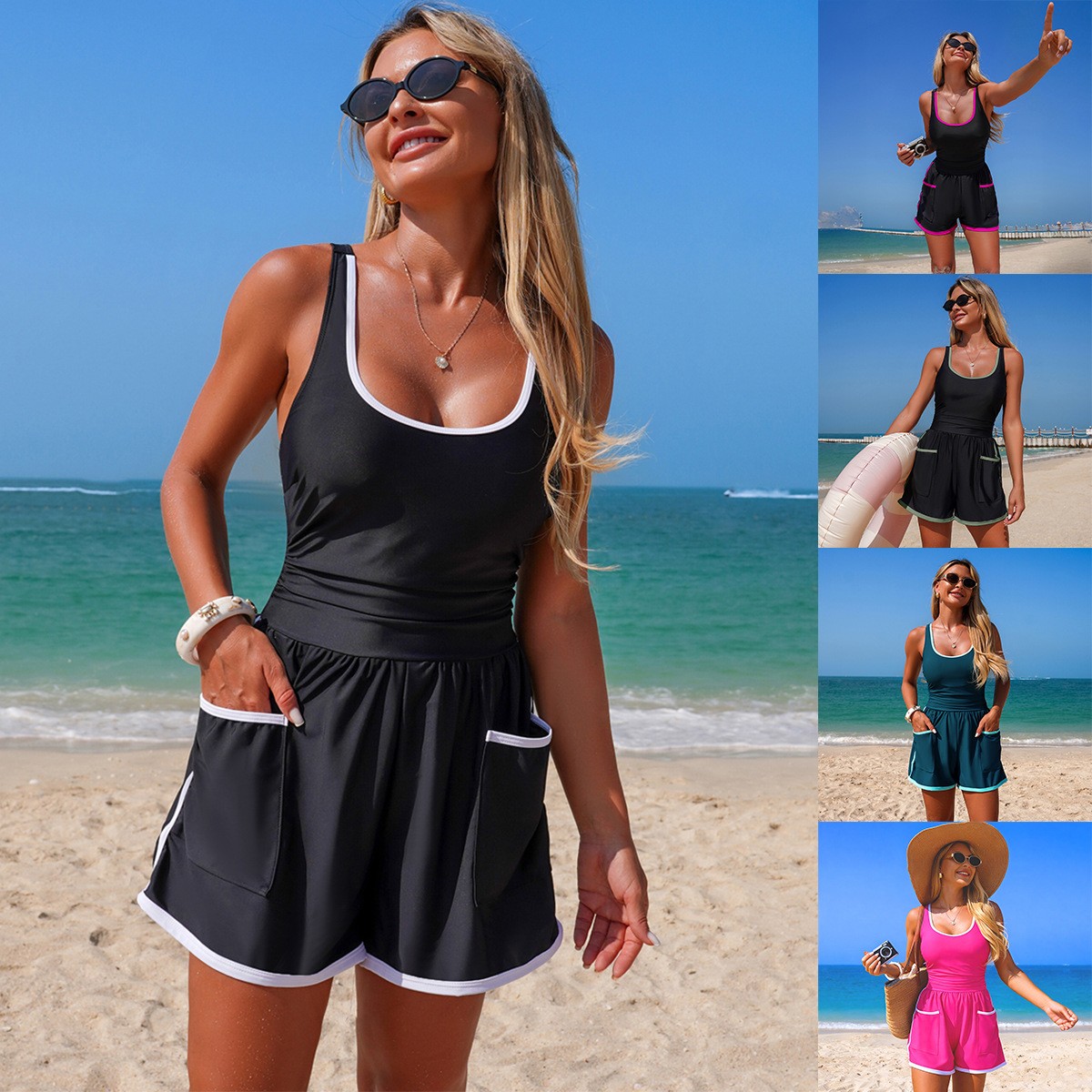 Black With White Trim One Piec - đánh giá và giá Tops