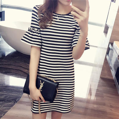 Summer Striped Dress Women's M - đánh giá và giá Korean Style A Line Shirt Dress