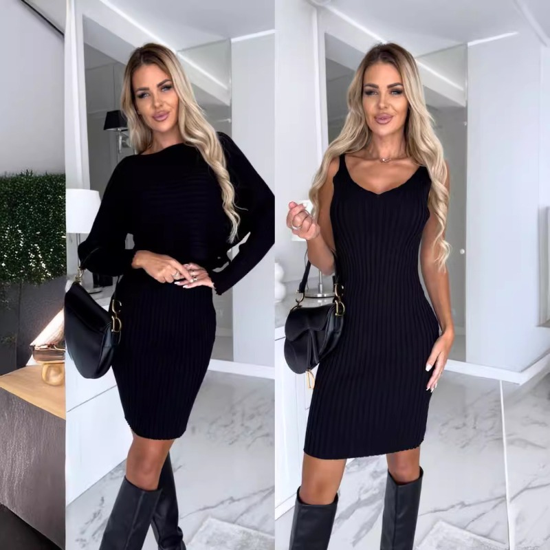 Autumn New Chic Sexy 2 Piece S - đánh giá và giá Bodycon Long Sleeve Ribbed Dress