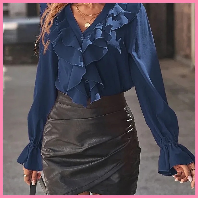2025 Fashion V-Neck Ruffle Fla - đánh giá và giá Blouses