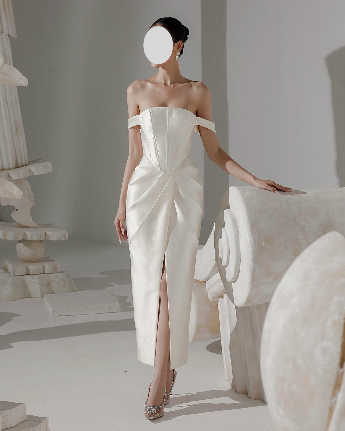 QR Customized Sheath Off The S - đánh giá và giá Elegant Satin Evening Gown Split