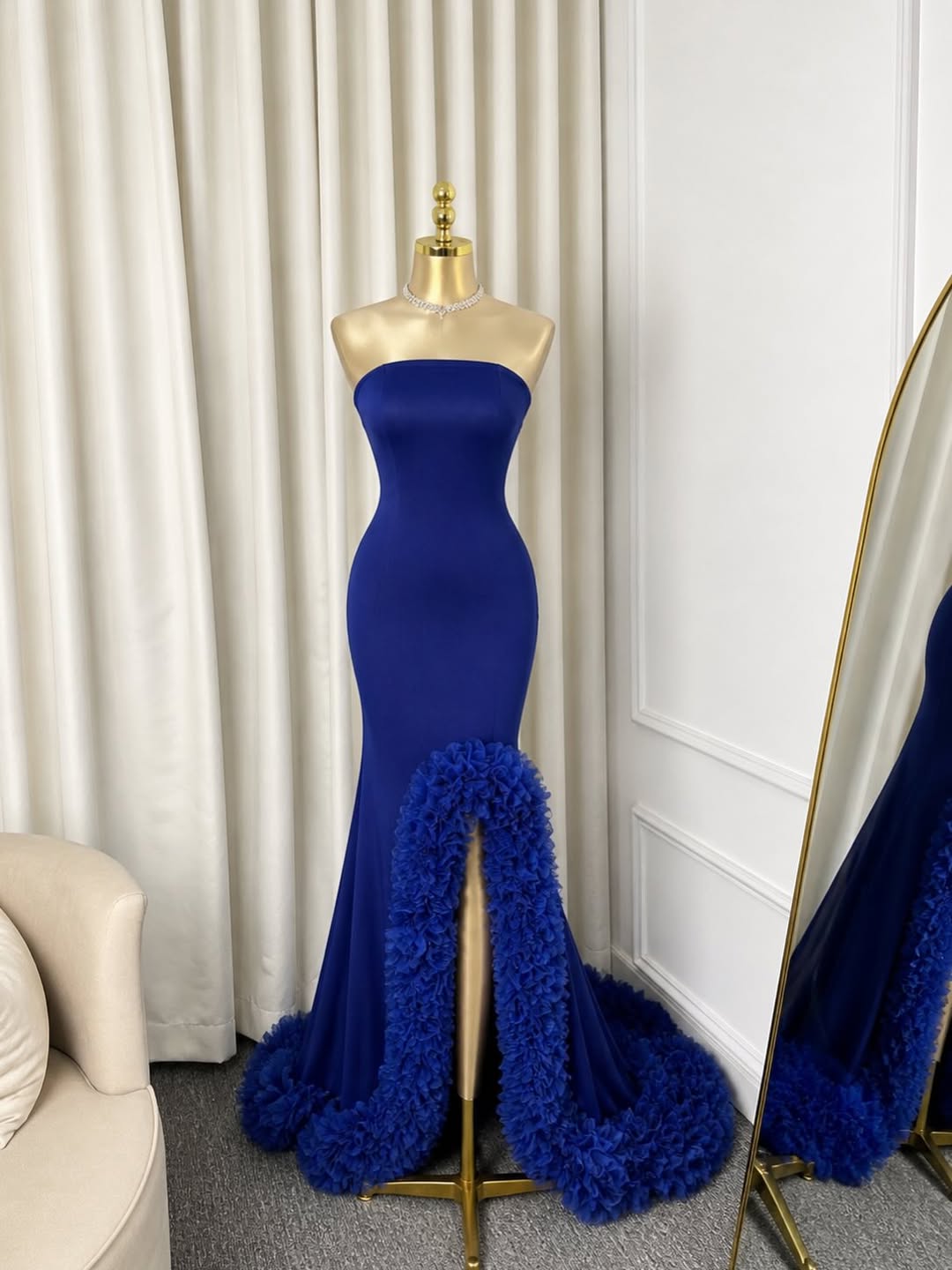 Customized Luxurious Elegant E - đánh giá và giá Elegant Satin Evening Gown Split