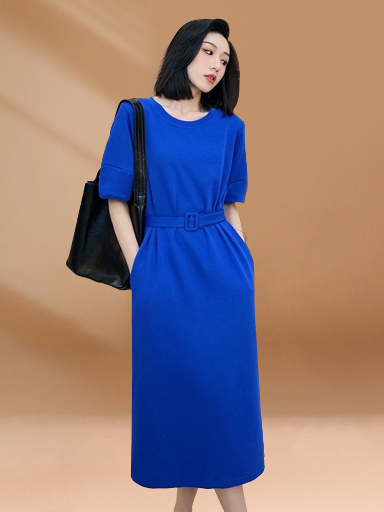 Klein Blue Women's Summer Casu - đánh giá và giá Korean Style A Line Shirt Dress