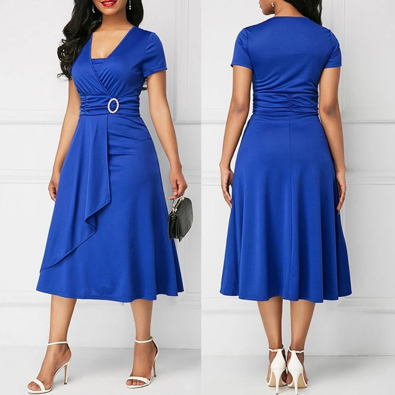We.Fine Dress Women Solid Colo - đánh giá và giá French Vintage Floral Midi Dress