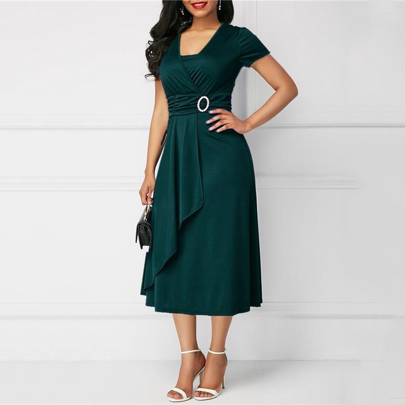 We.Fine Dress Women Solid Colo - đánh giá và giá French Vintage Floral Midi Dress