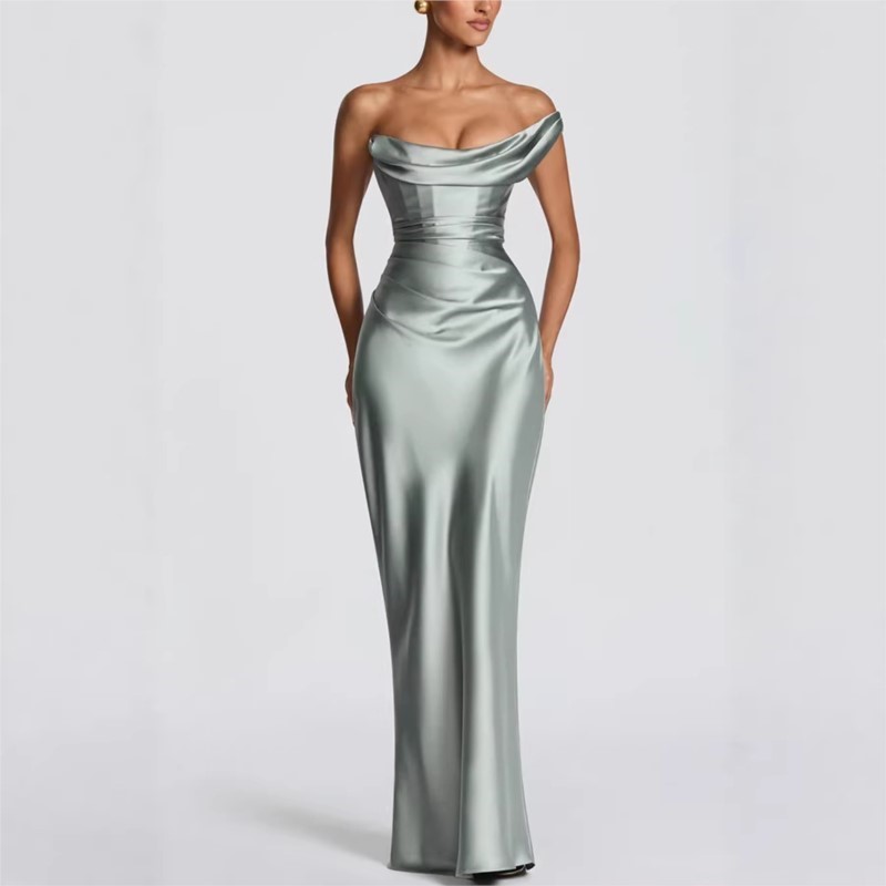Sexy Slim Satin Dress Elegant  - đánh giá và giá Elegant Satin Evening Gown Split